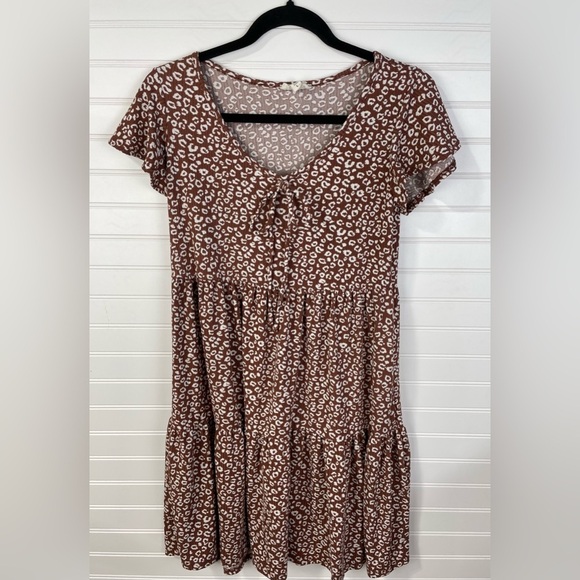 See You Monday Dresses & Skirts - See You Monday Brown Cheetah Print Dress Large Girl Juniors